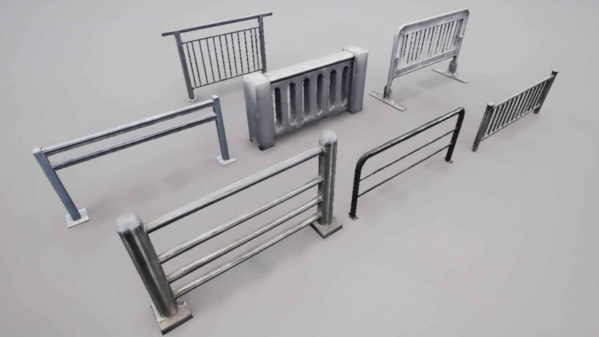 Modular Railing Pack Low-poly 3D model_1
