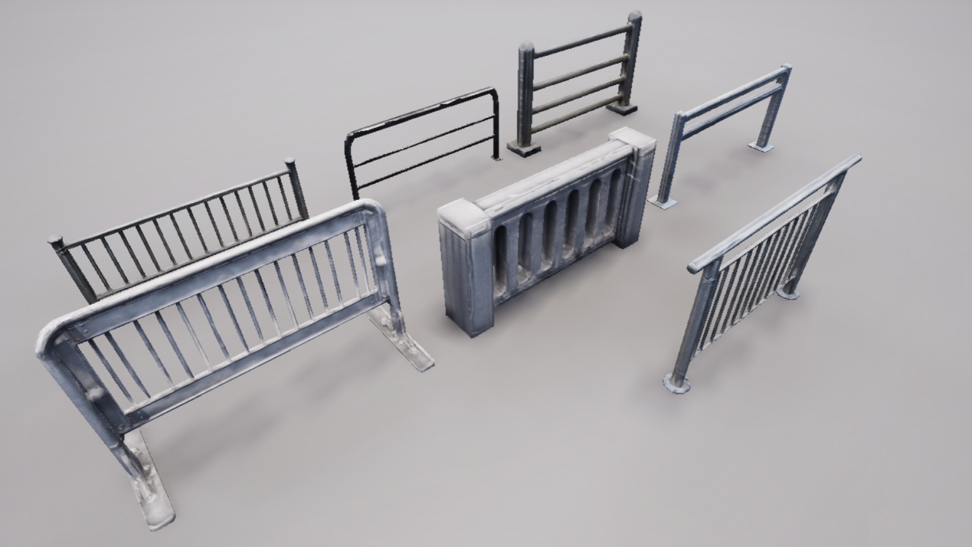 Modular Railing Pack Low-poly 3D model_3