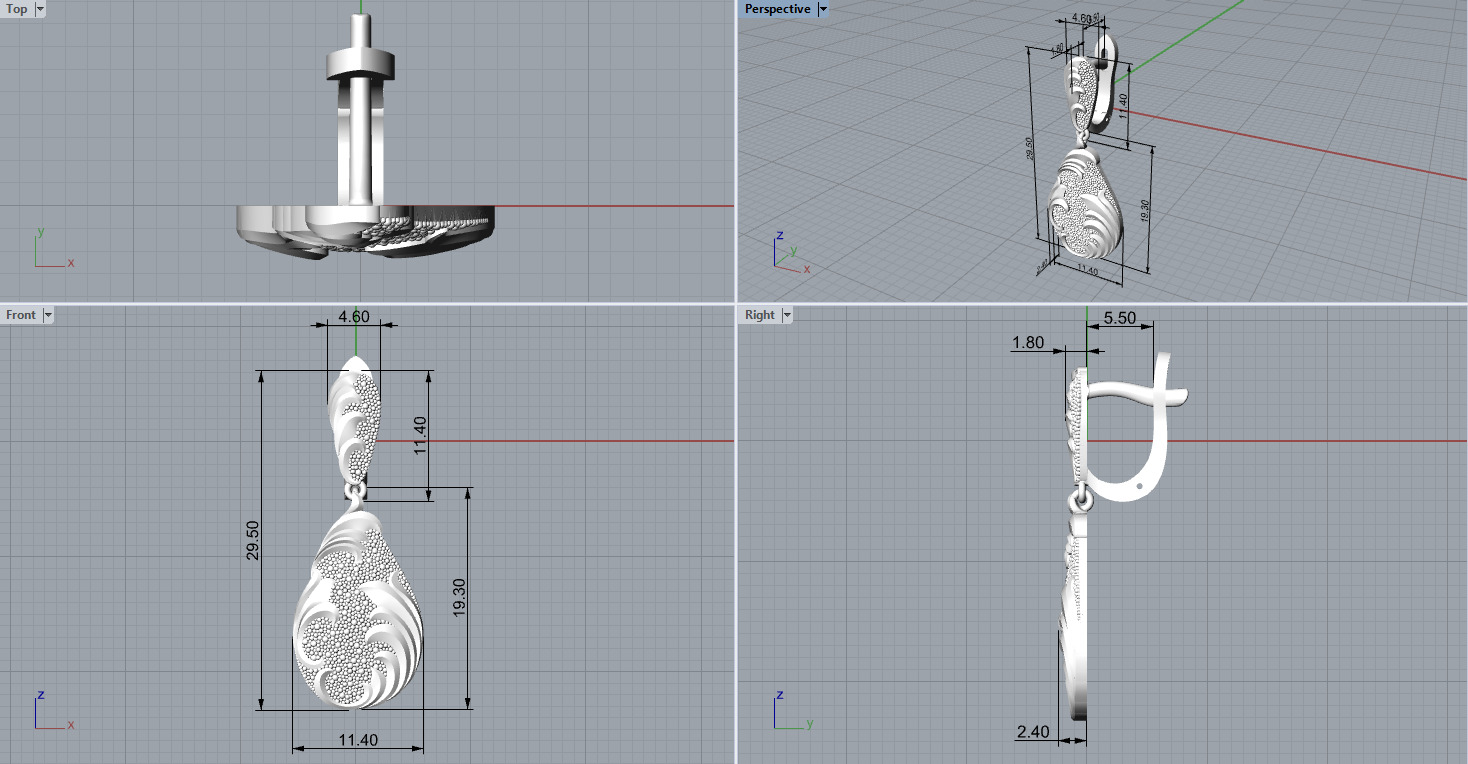 Fashion golden ratio Jewelry earring E31 3D print model_2
