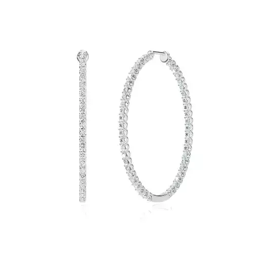 oval diamond hoop earrings