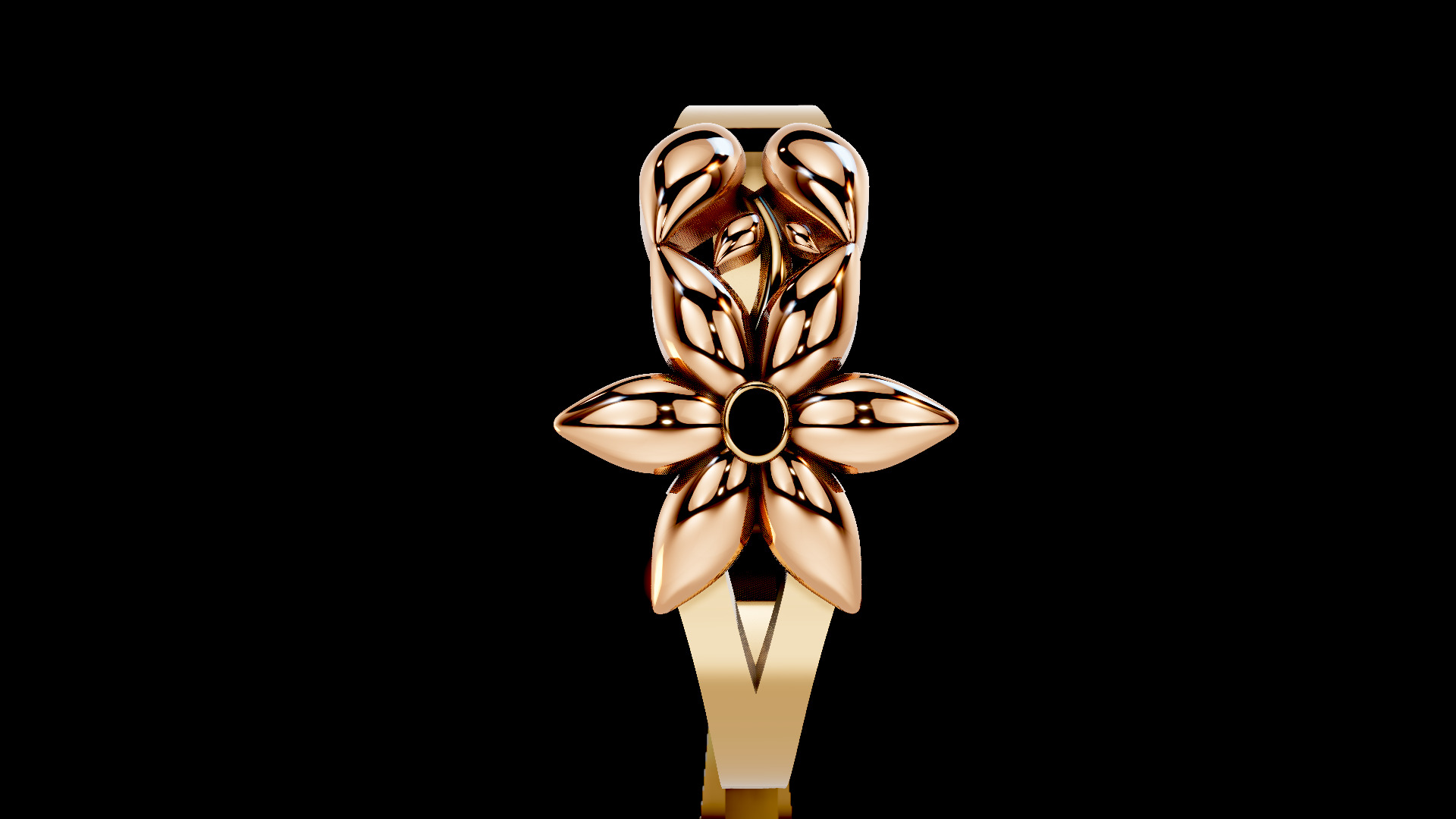 3 Models Flower and leaves Ring 3D print model_6