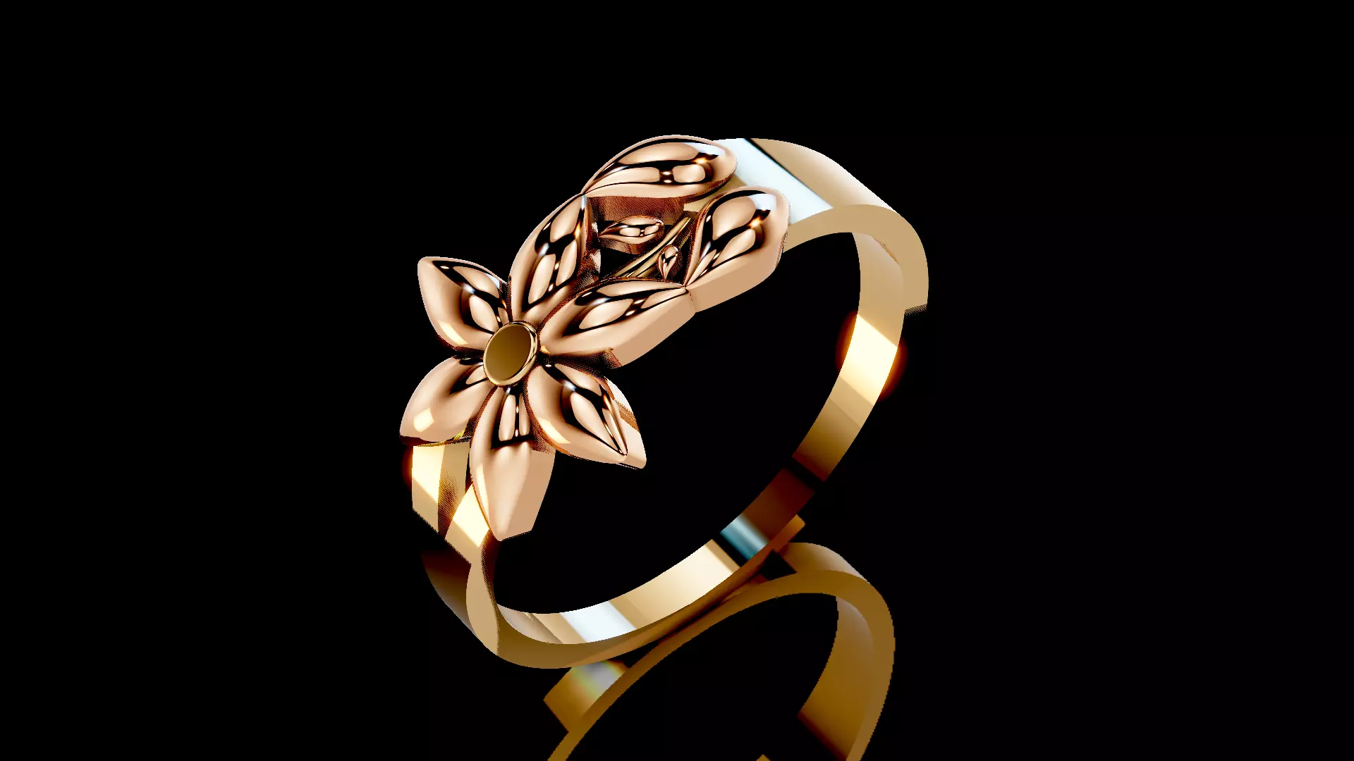 3 Models Flower and leaves Ring 3D print model_0