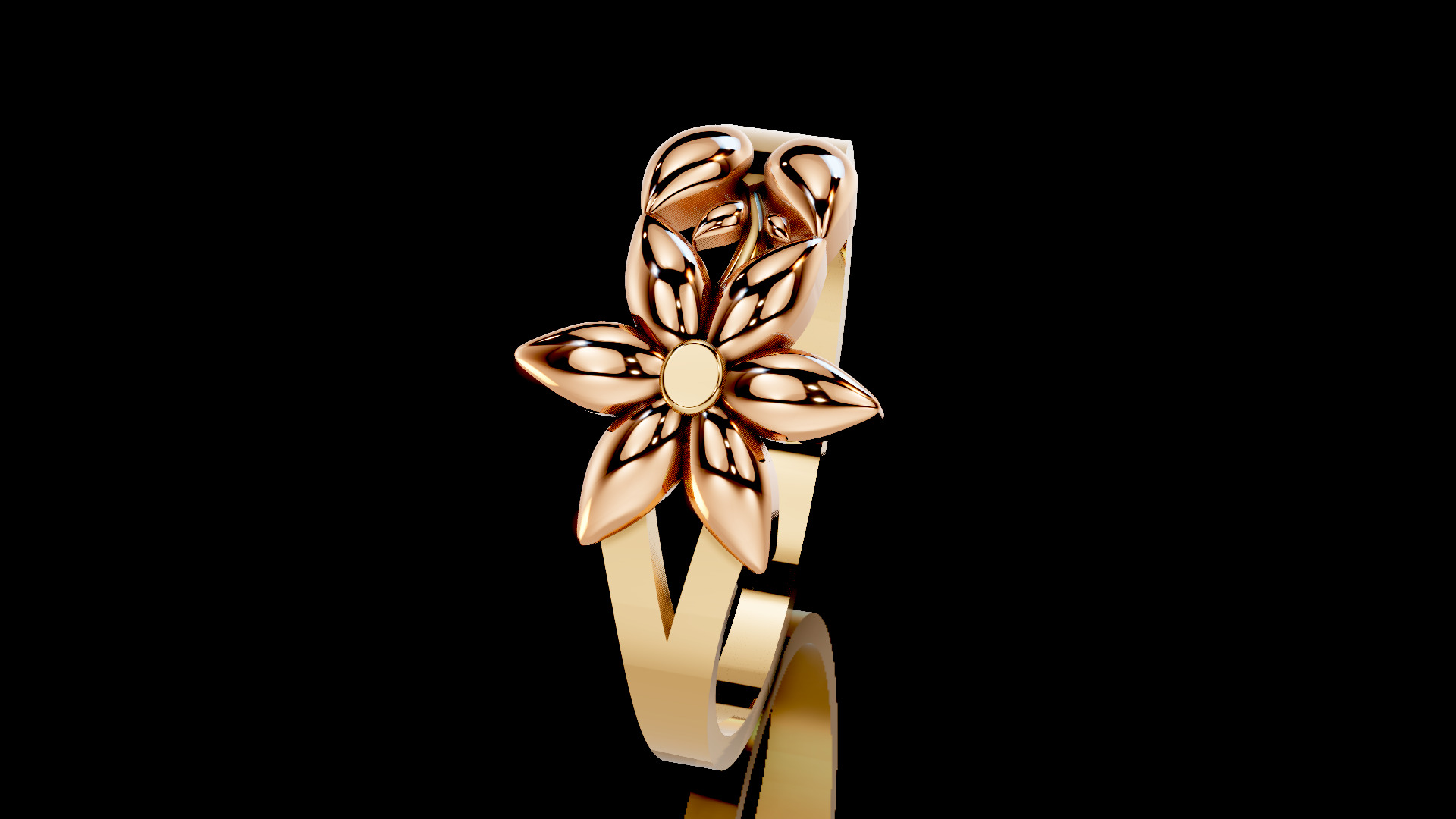 3 Models Flower and leaves Ring 3D print model_3