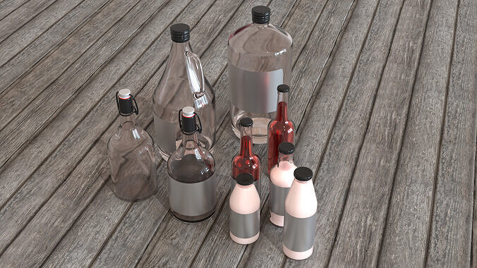 Realistic Glass Bottle Collection 3D model 7