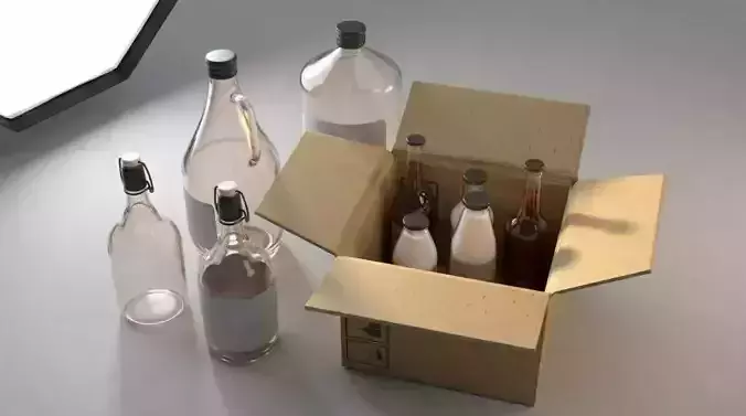 Realistic Glass Bottle Collection 3D model 2