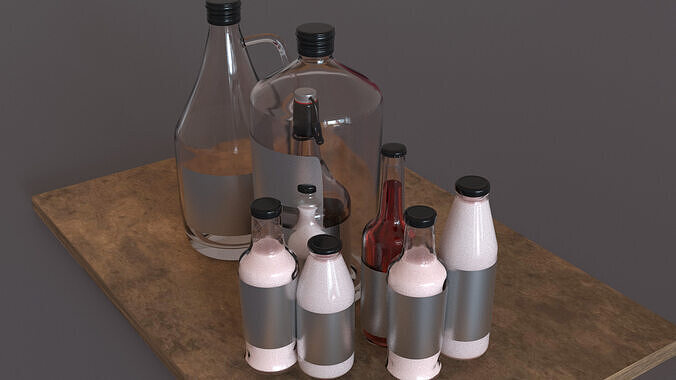 Realistic Glass Bottle Collection 3D model 4