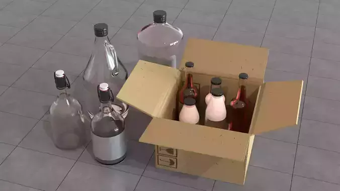 Realistic Glass Bottle Collection 3D model