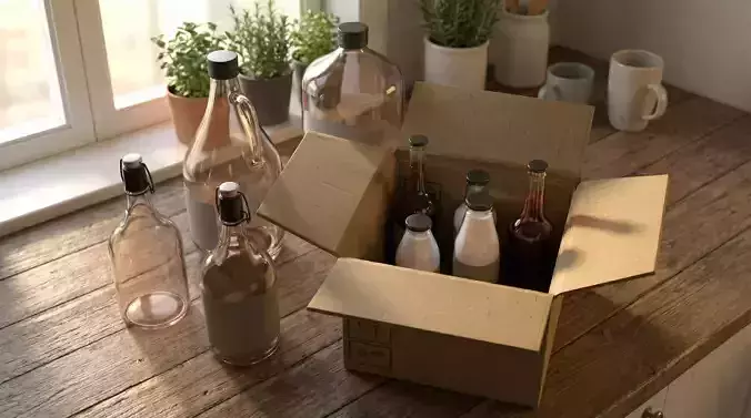 Realistic Glass Bottle Collection 3D model 5
