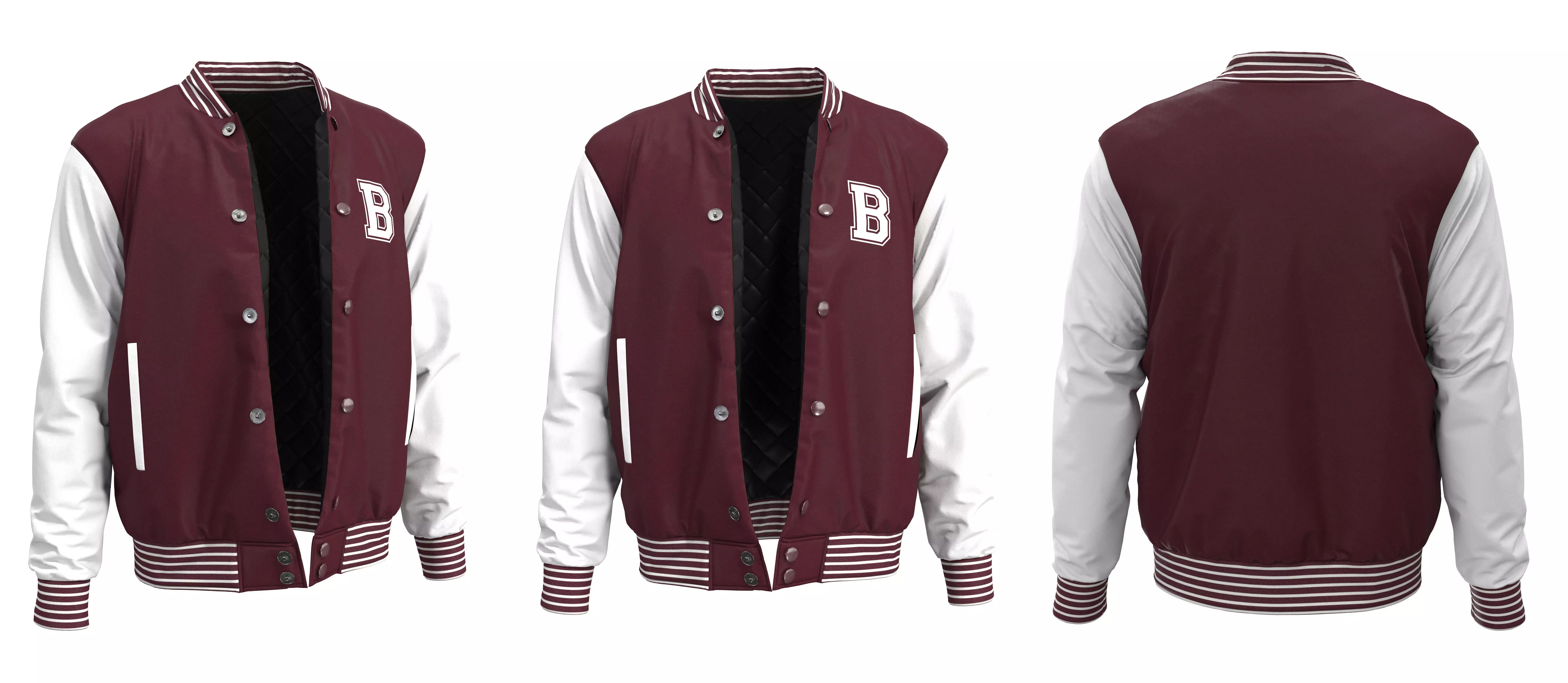 High Quality Varsity Jacket 3D Model    with Textures  3D model_0