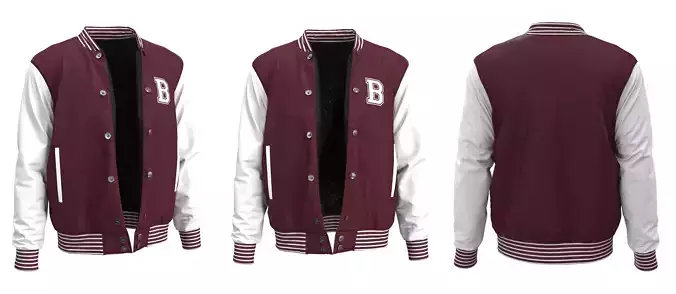 High Quality Varsity Jacket 3D Model    with Textures 