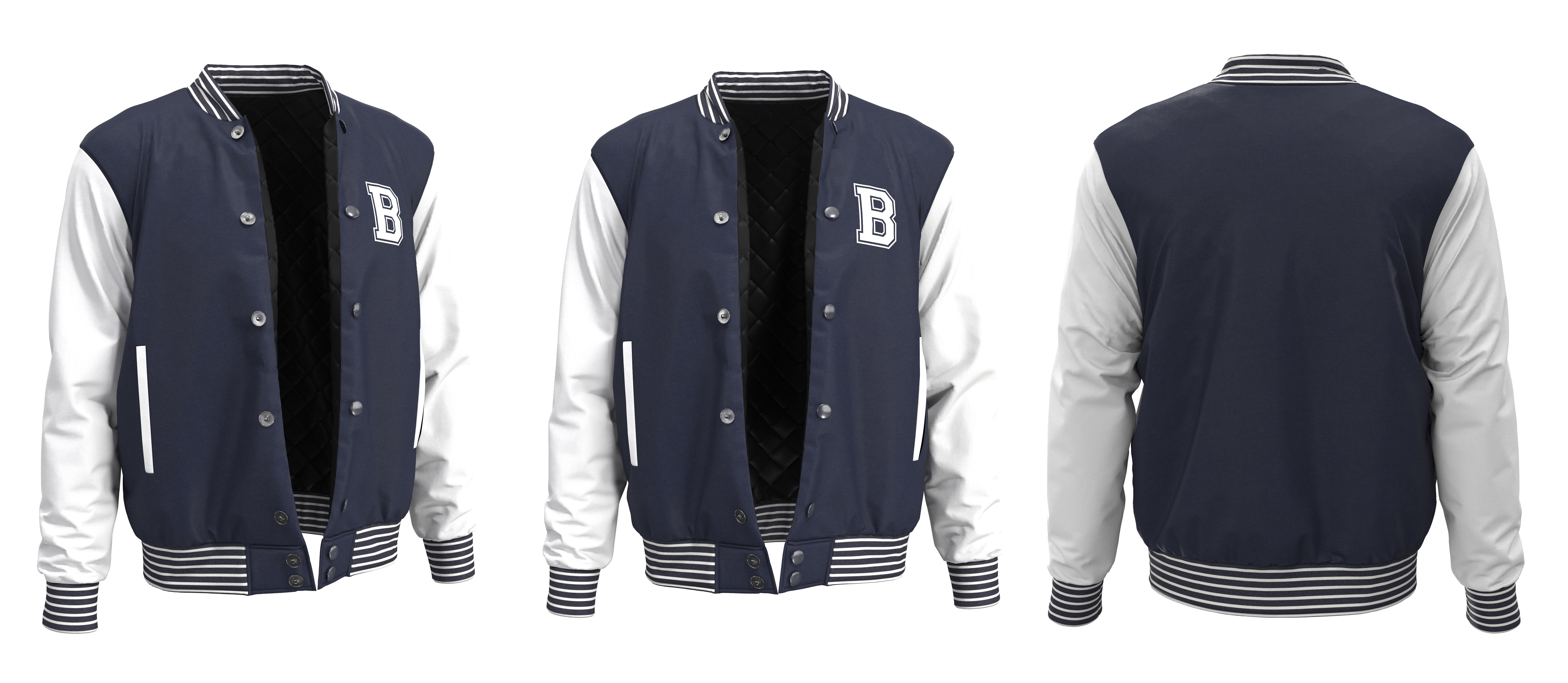 High Quality Varsity Jacket 3D Model    with Textures  3D model_1