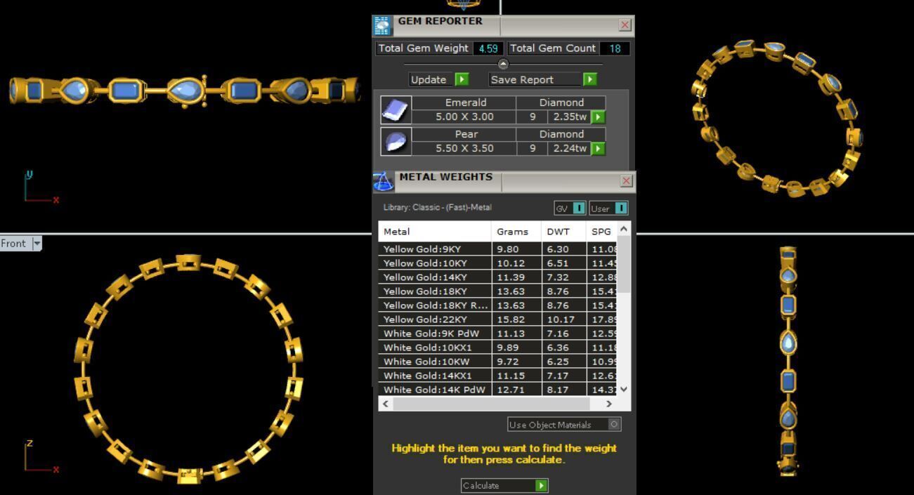 diamond tennis bracelet 3D print model_1