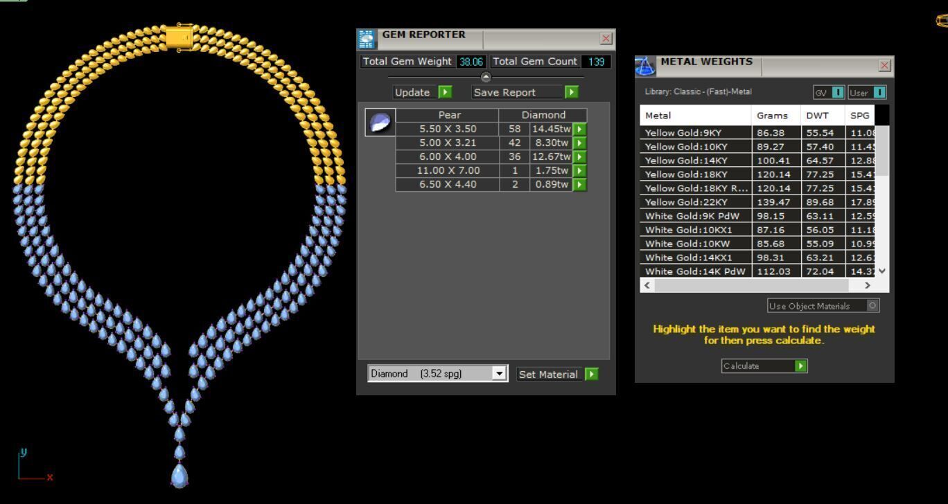 diamond necklace  3D print model_2