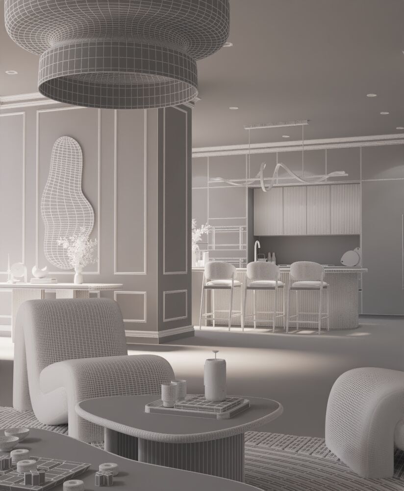 Neoclassical Interior with a Modern Touch 3D model_11