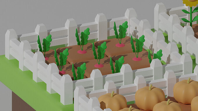 Cartoon Farm 3D model 4