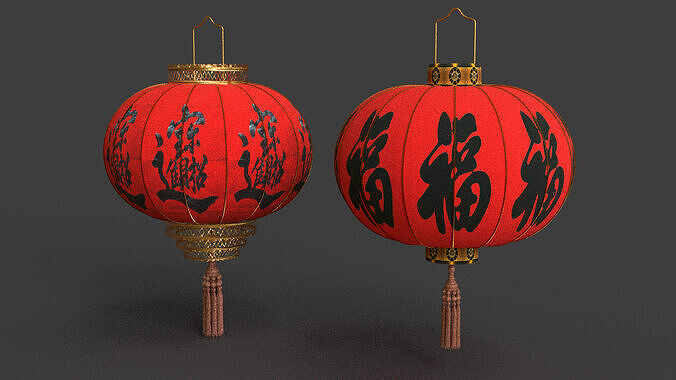 Chinese red lantern  Low-poly 3D model