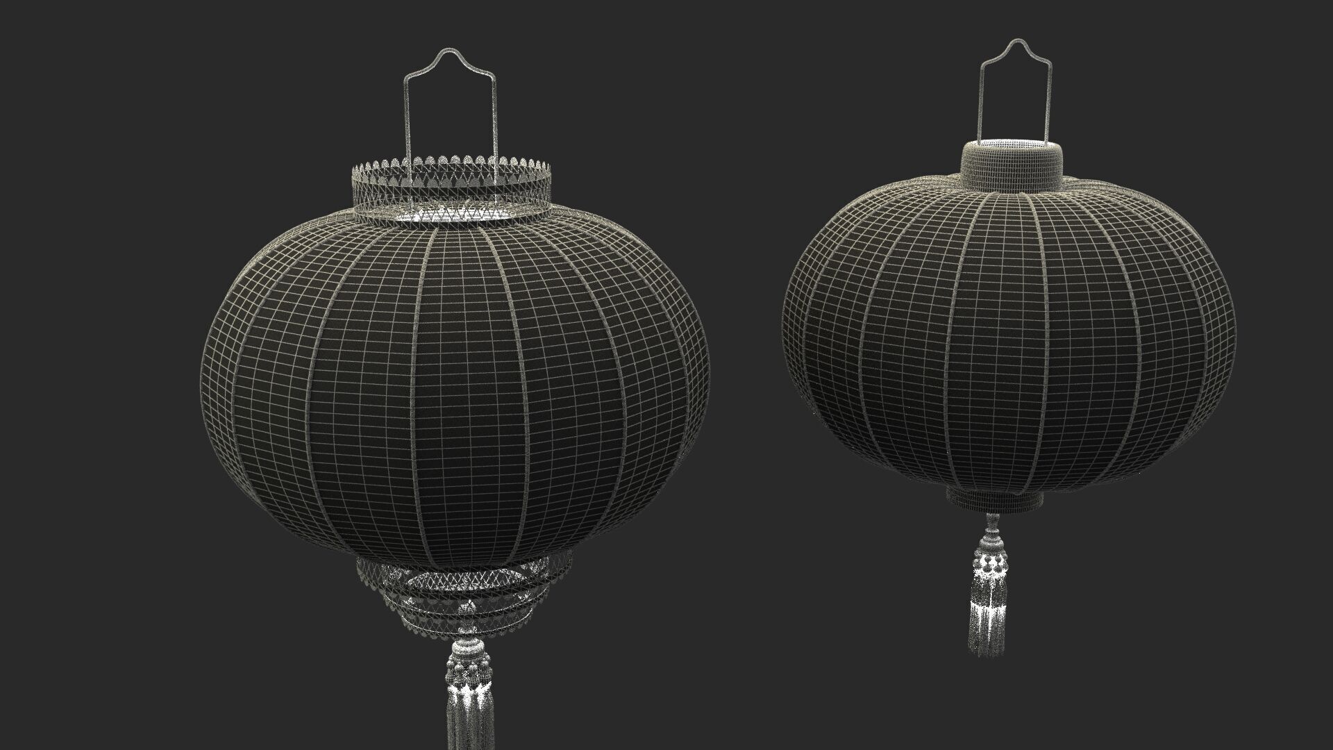 Chinese red lantern  Low-poly 3D model_9