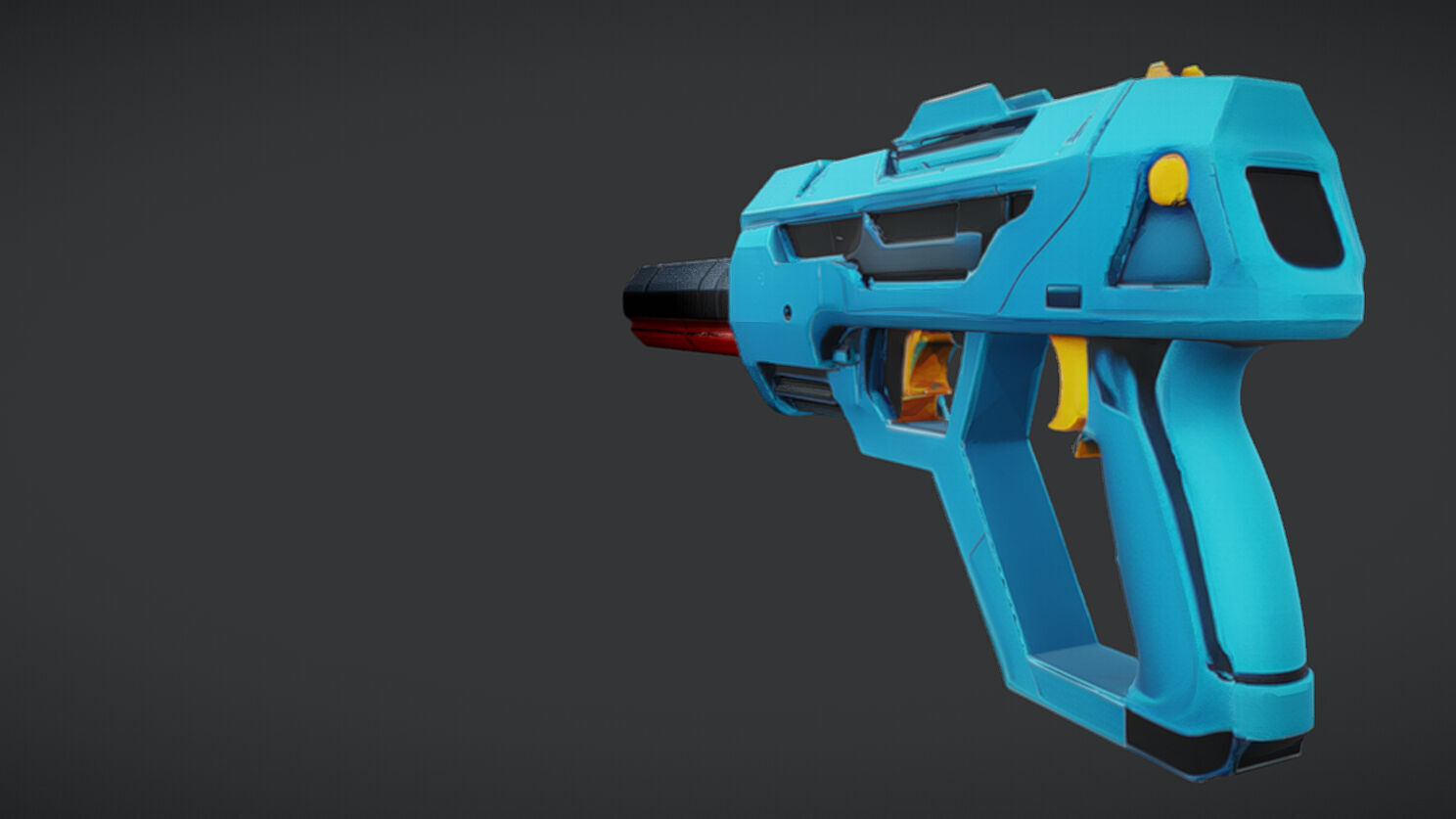futuristic blue and red gun 3D model_4