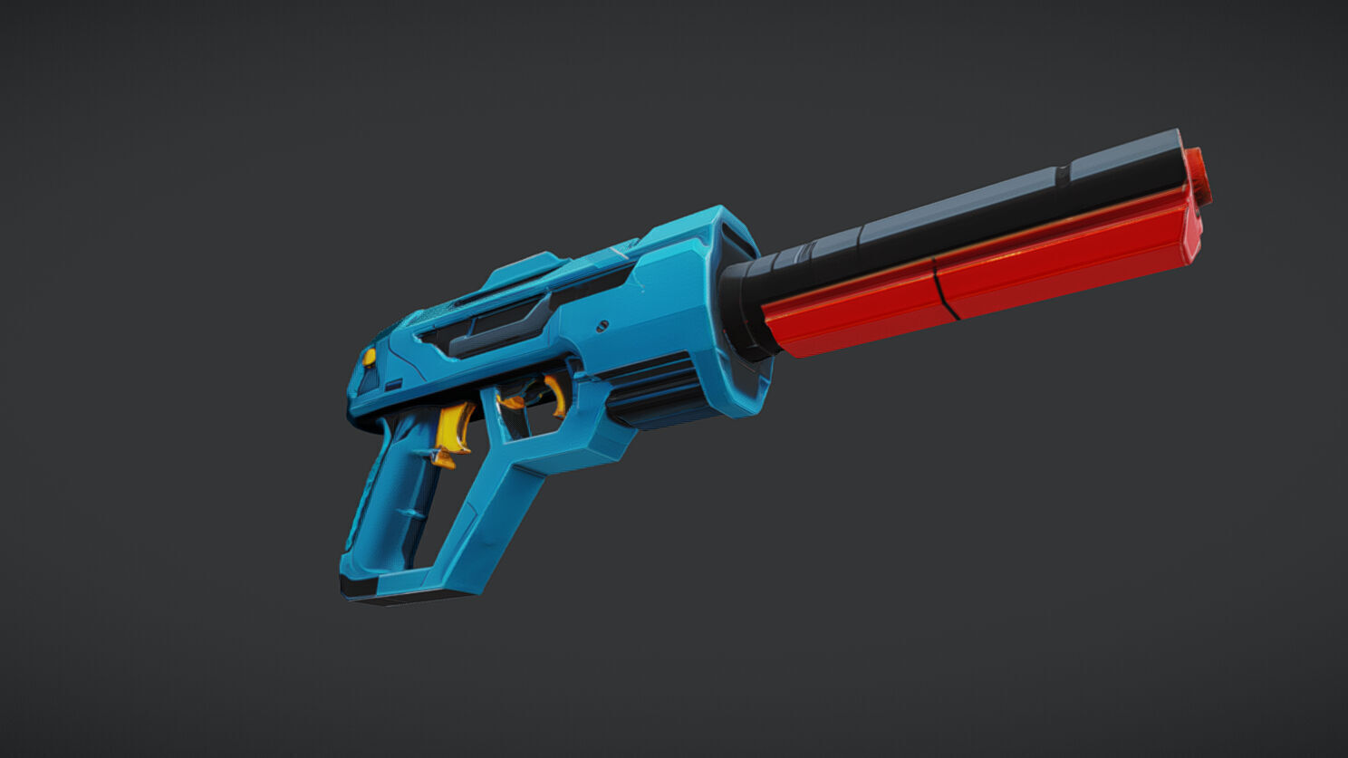 futuristic blue and red gun 3D model_1
