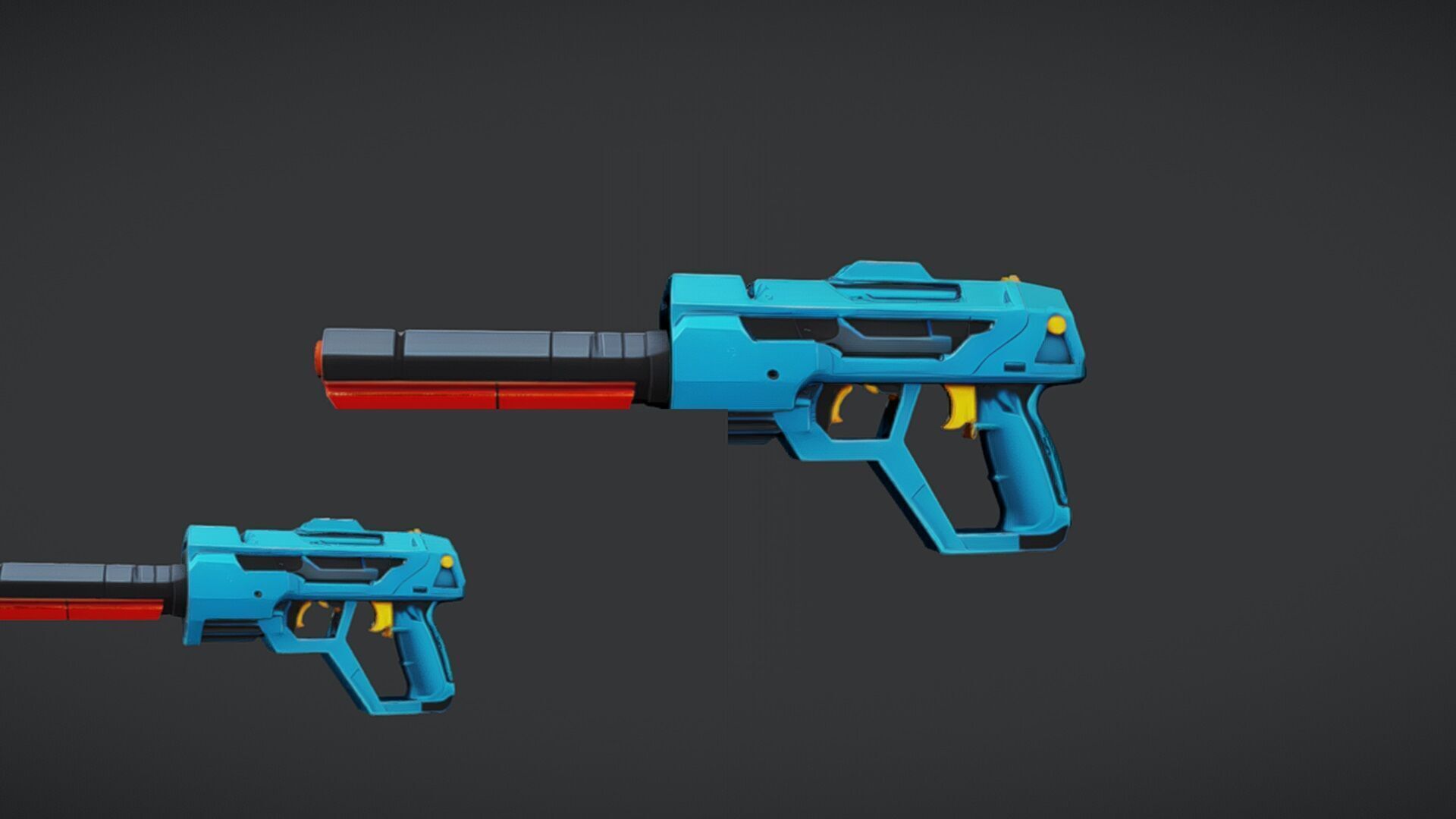 futuristic blue and red gun 3D model_5