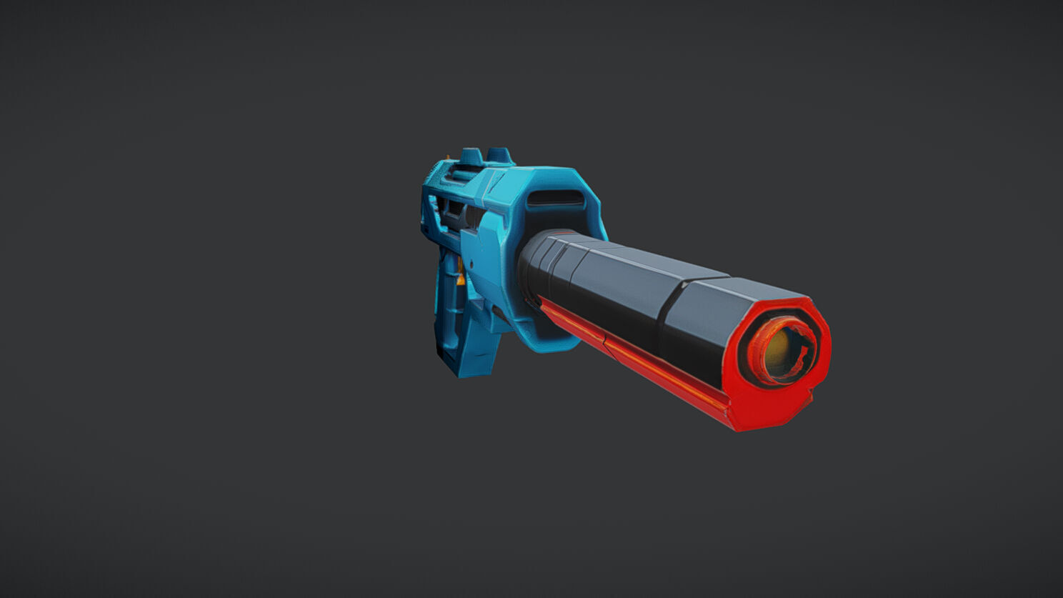 futuristic blue and red gun 3D model_2
