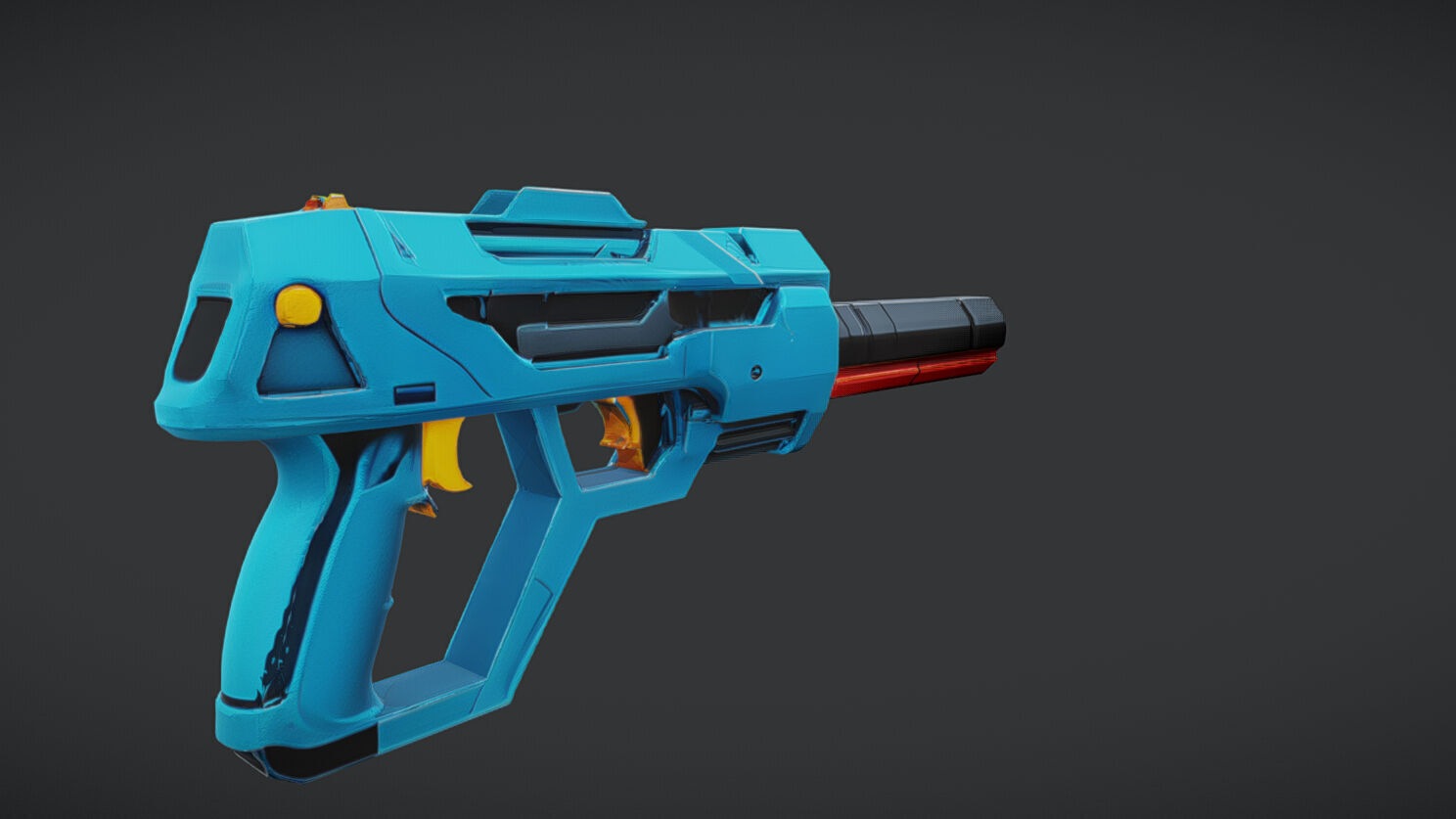futuristic blue and red gun 3D model_3