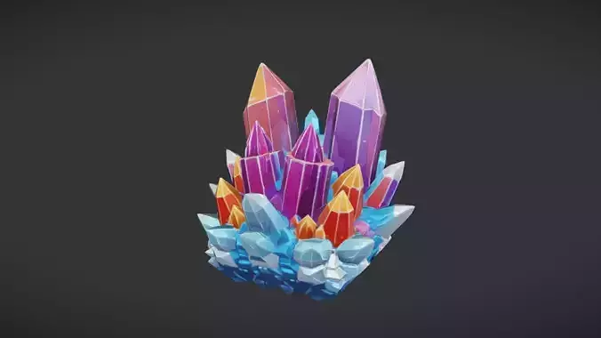 Colorful crystal cluster