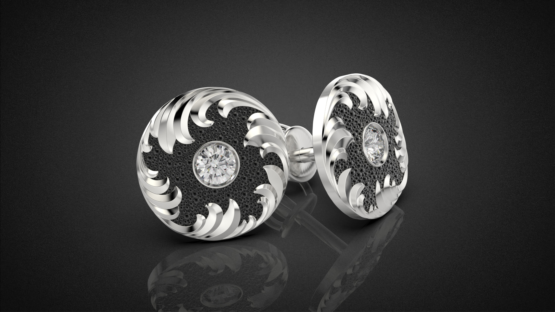 Diamond golden ratio Jewelry earring stud E33 3D print model_21