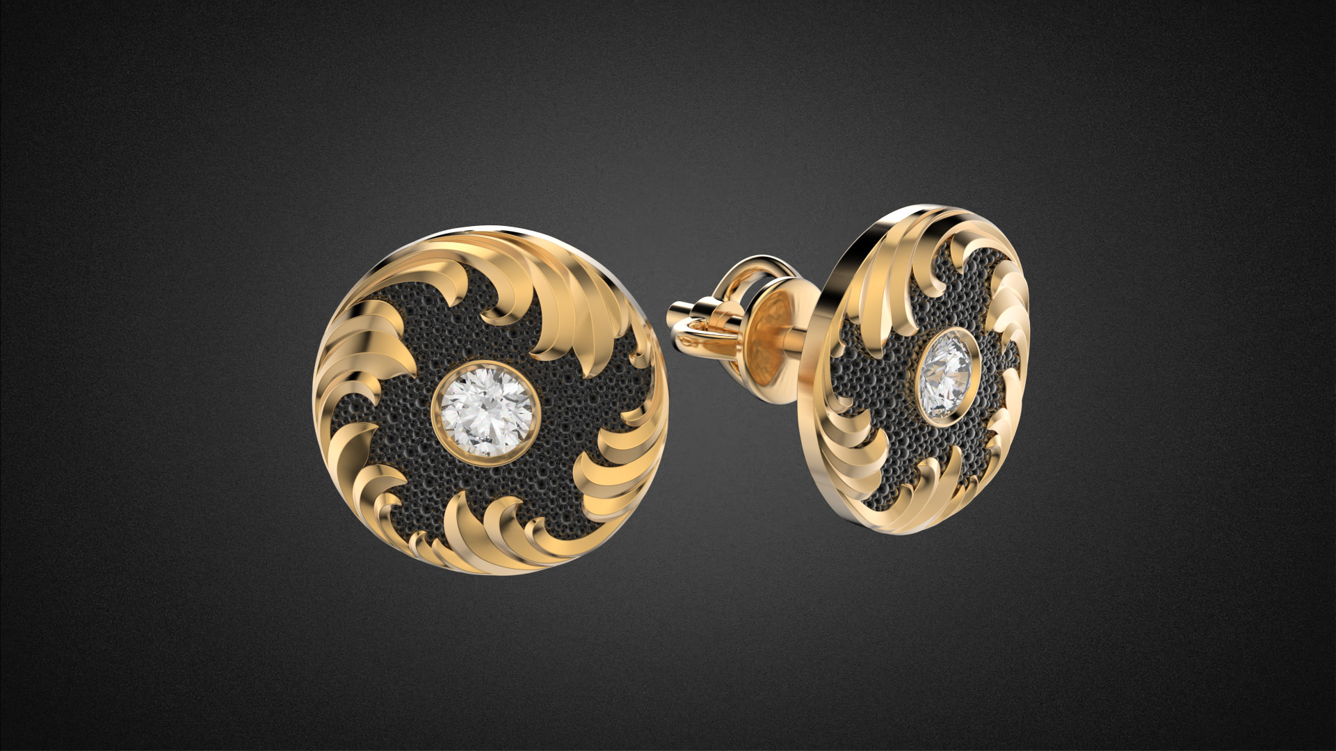 Diamond golden ratio Jewelry earring stud E33 3D print model_5