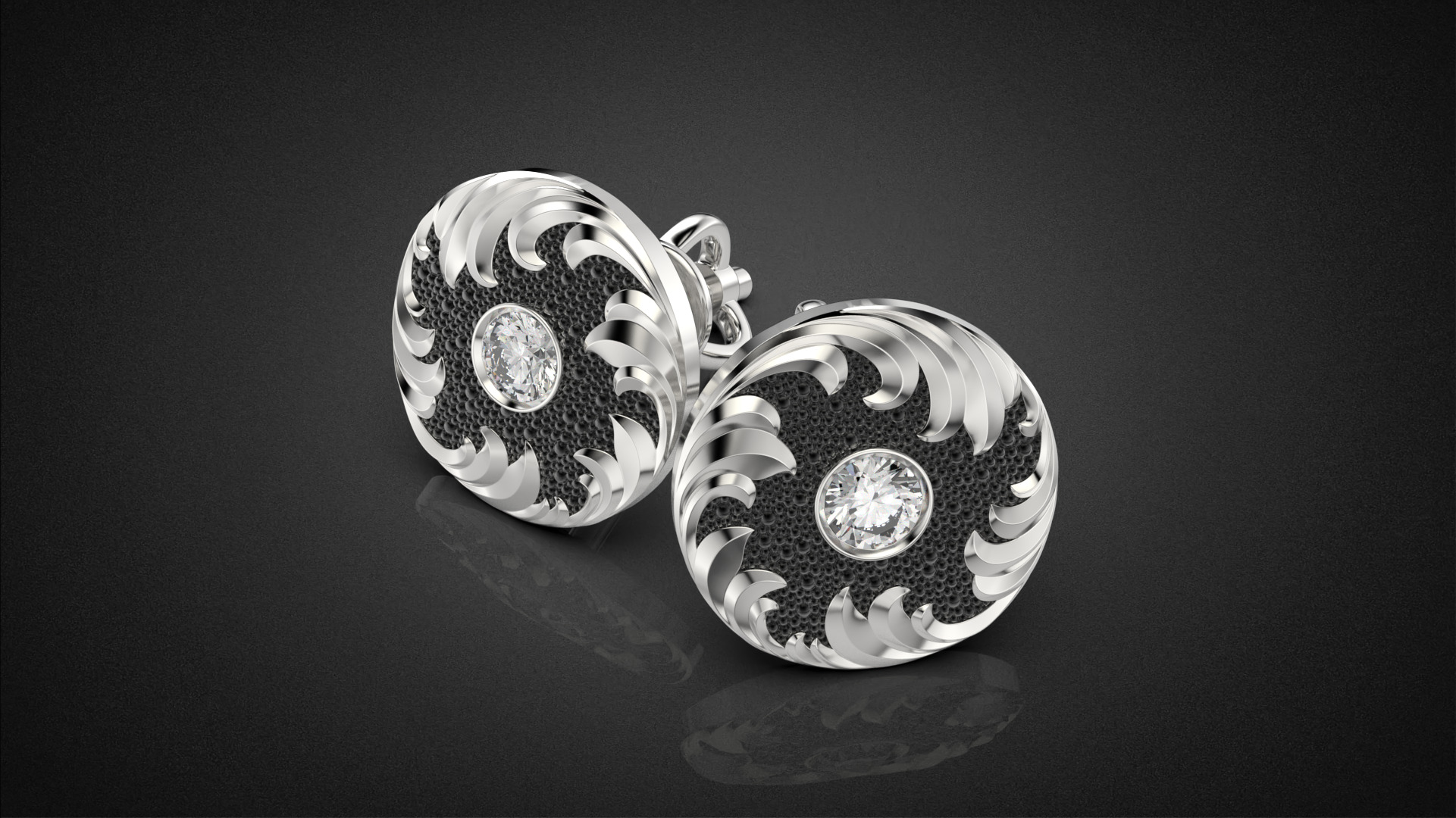 Diamond golden ratio Jewelry earring stud E33 3D print model_23