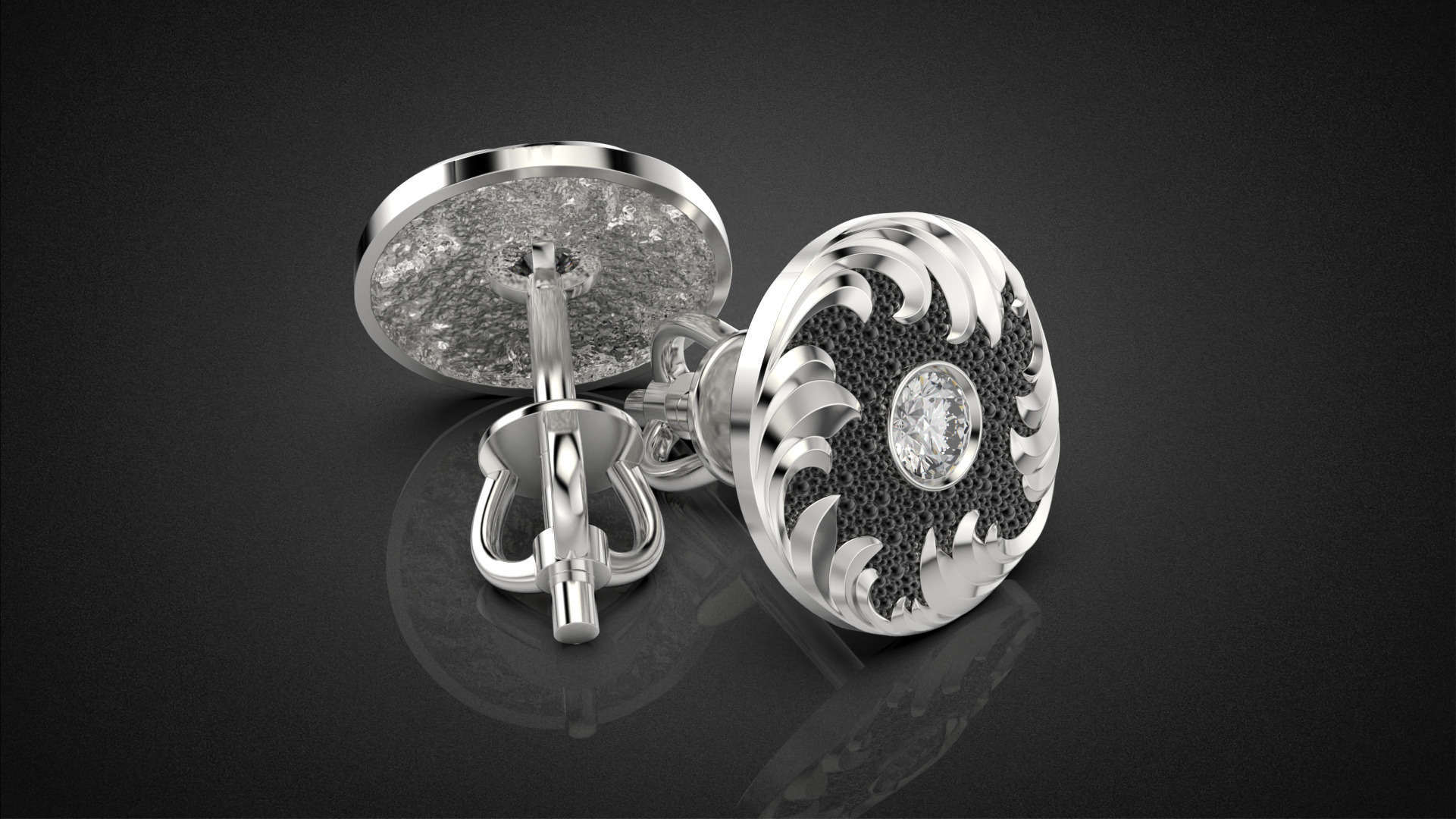 Diamond golden ratio Jewelry earring stud E33 3D print model_13