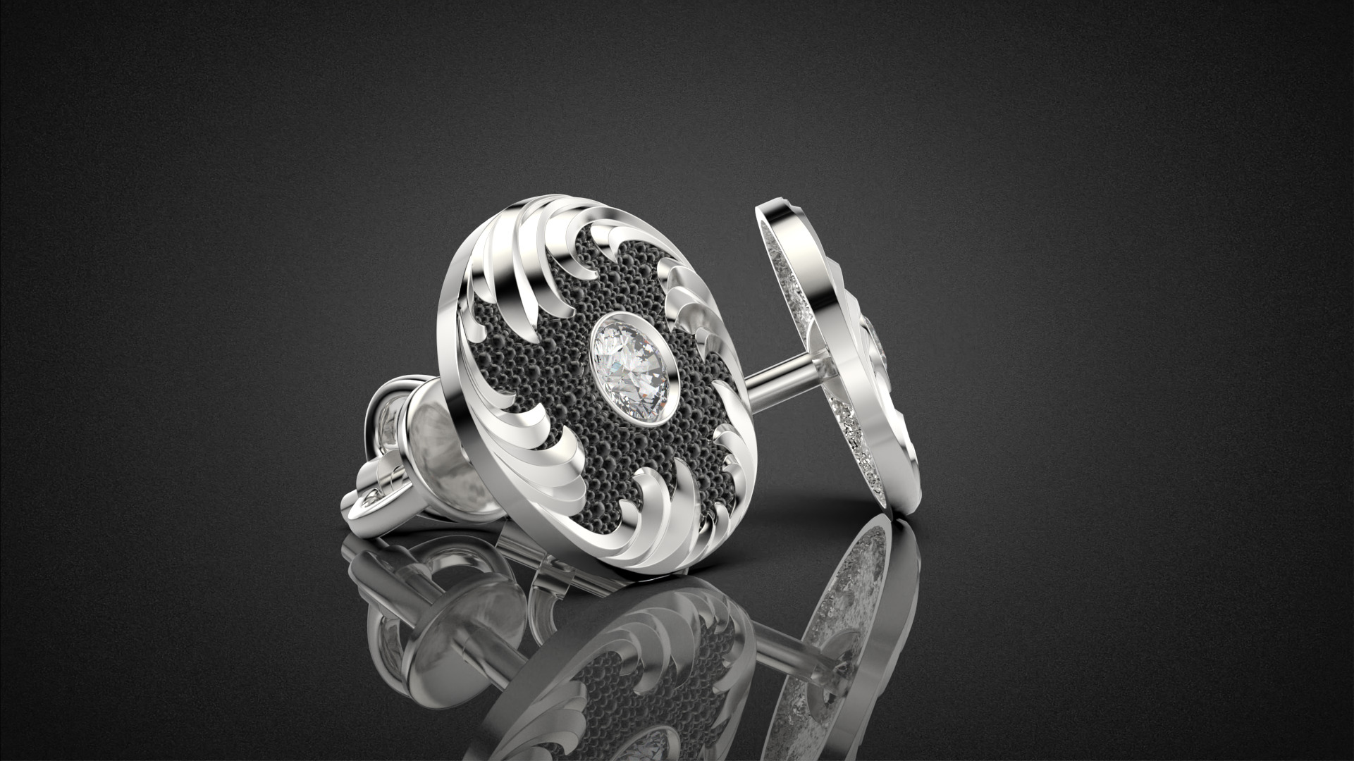 Diamond golden ratio Jewelry earring stud E33 3D print model_1