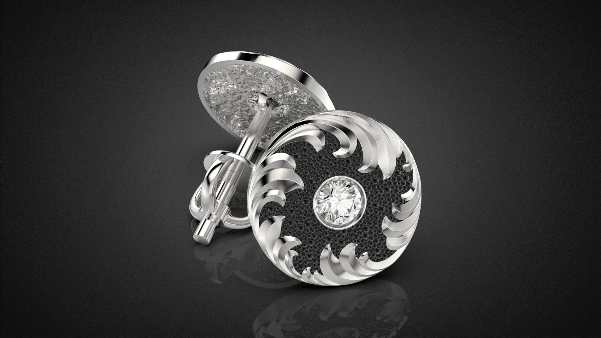 Diamond golden ratio Jewelry earring stud E33 3D print model_14