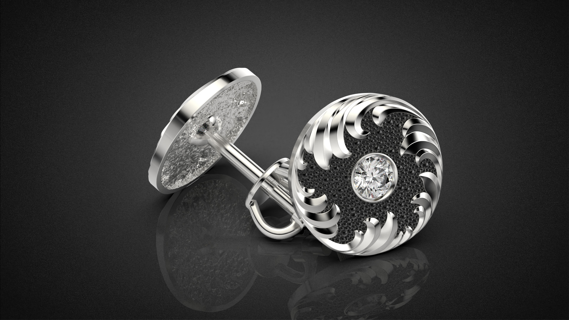 Diamond golden ratio Jewelry earring stud E33 3D print model_17