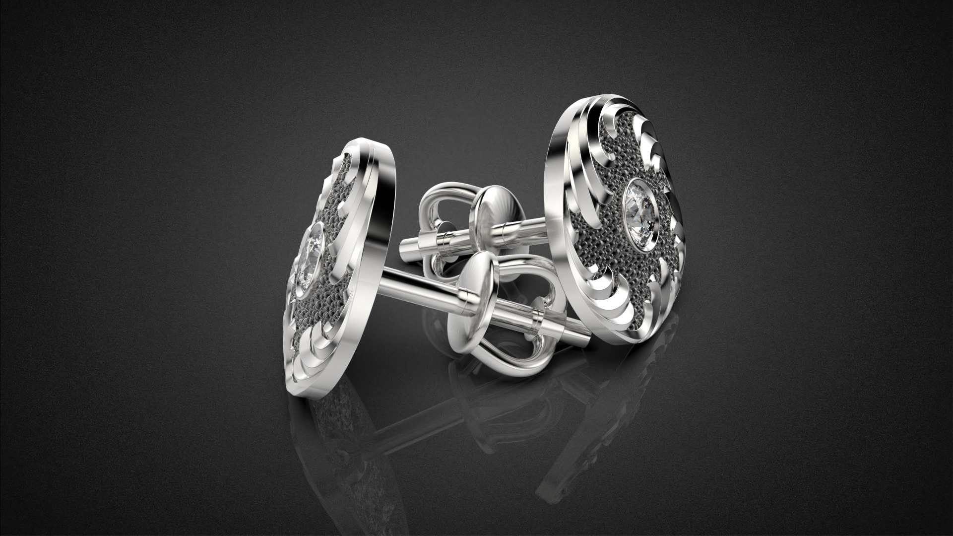 Diamond golden ratio Jewelry earring stud E33 3D print model_16