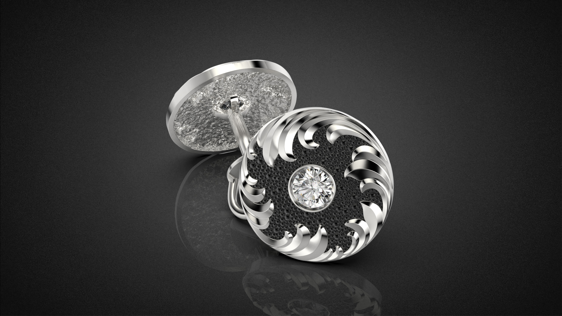 Diamond golden ratio Jewelry earring stud E33 3D print model_18