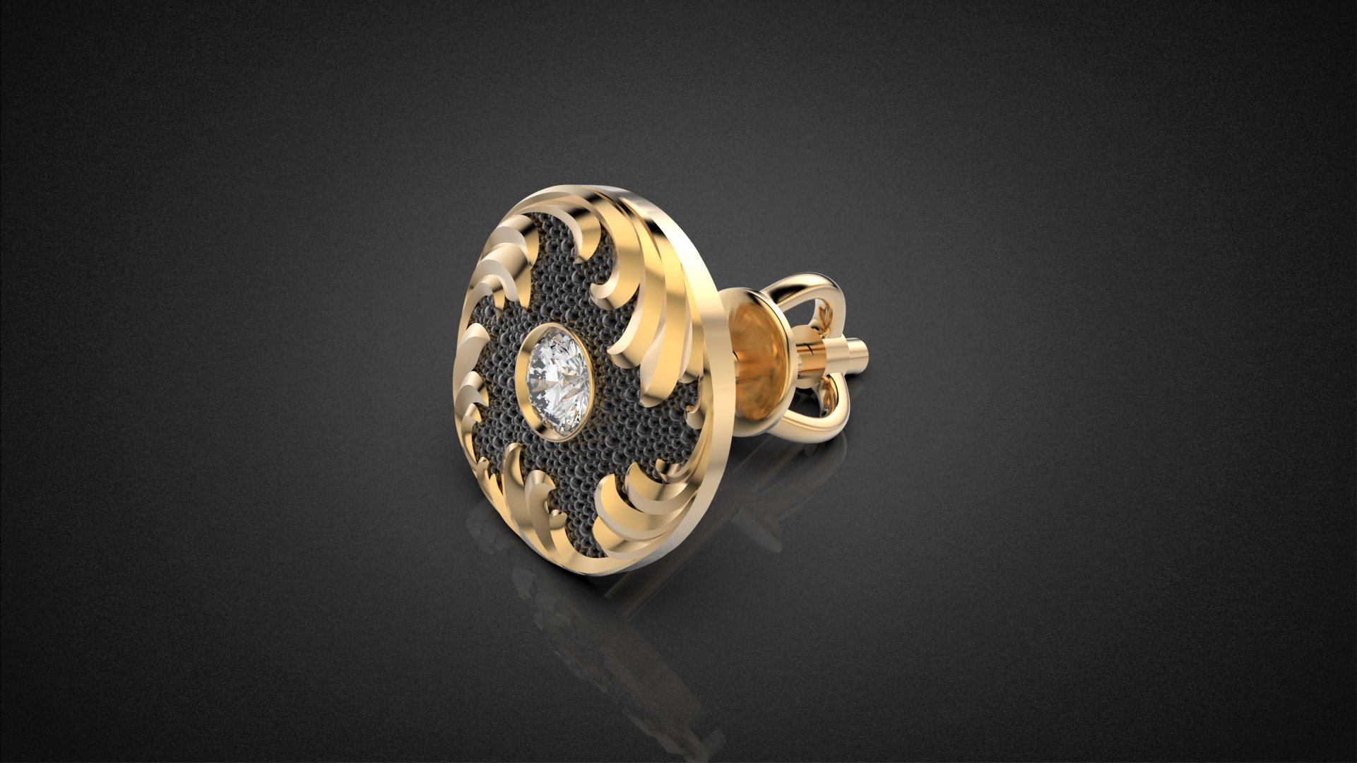 Diamond golden ratio Jewelry earring stud E33 3D print model_8