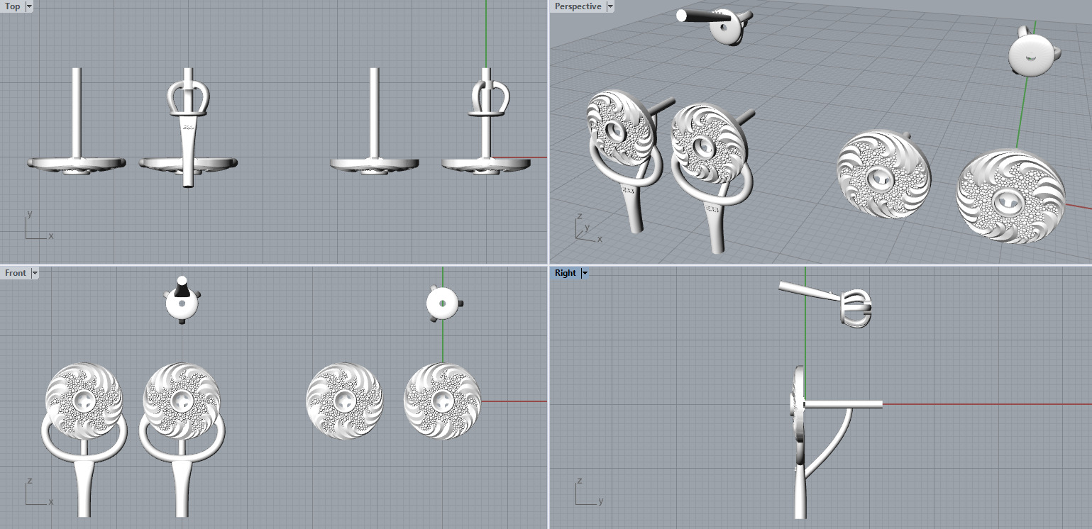 Diamond golden ratio Jewelry earring stud E33 3D print model_3