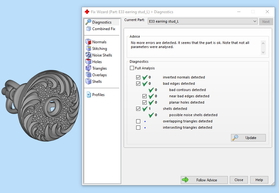Diamond golden ratio Jewelry earring stud E33 3D print model_4