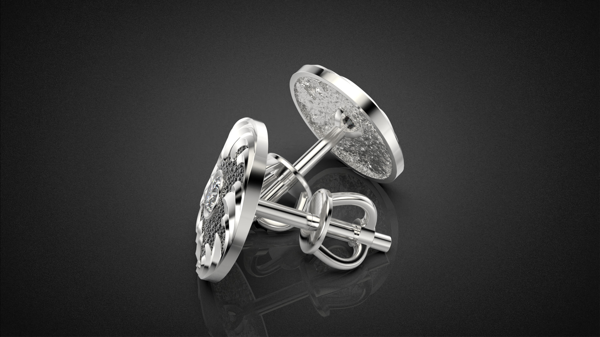 Diamond golden ratio Jewelry earring stud E33 3D print model_19