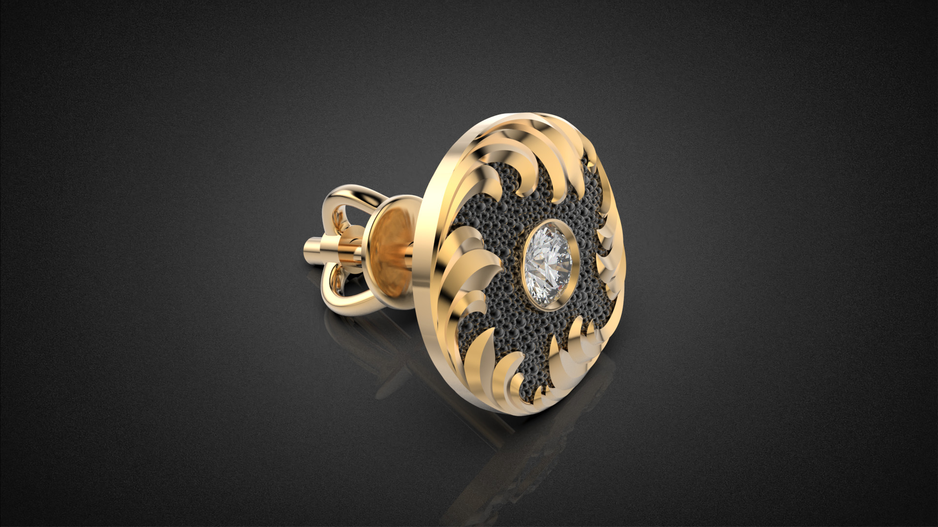 Diamond golden ratio Jewelry earring stud E33 3D print model_12