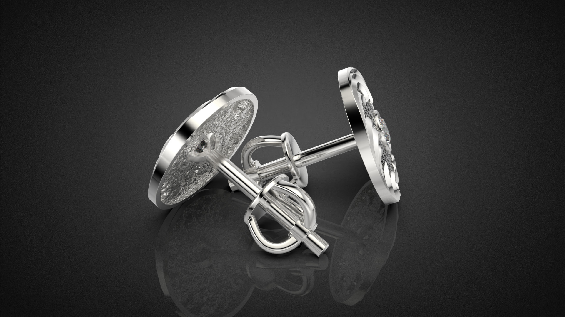 Diamond golden ratio Jewelry earring stud E33 3D print model_20