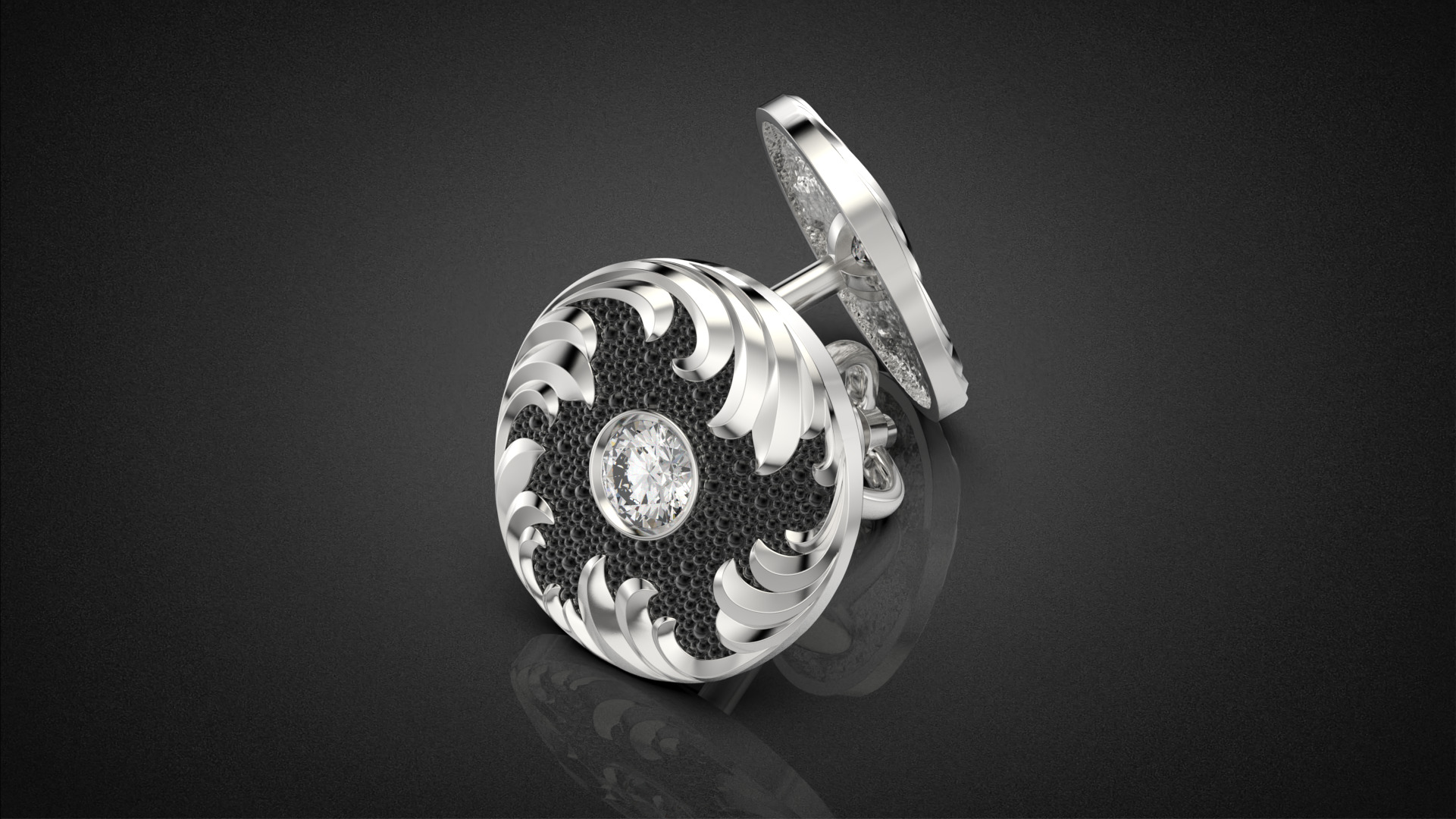 Diamond golden ratio Jewelry earring stud E33 3D print model_15