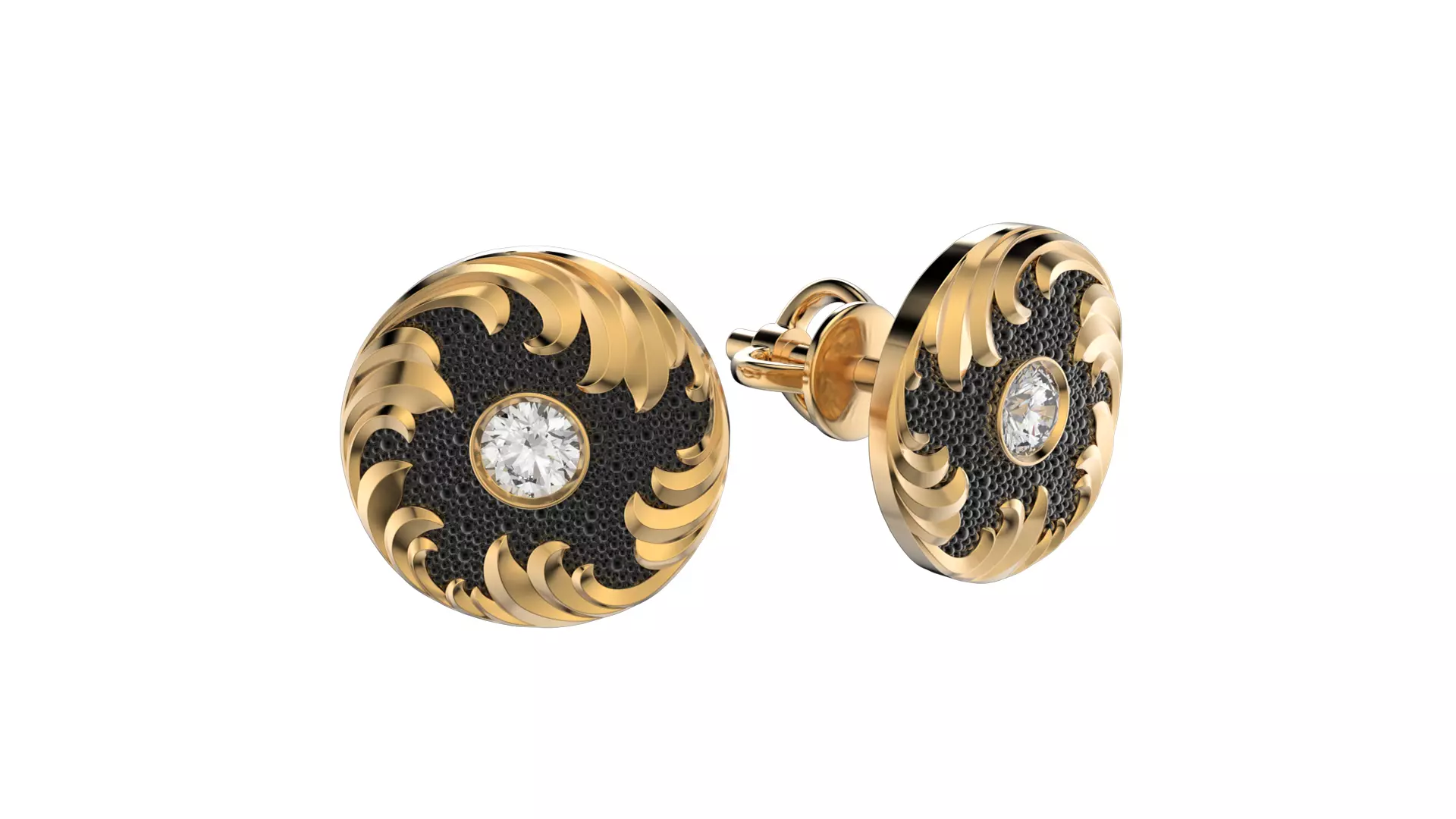 Diamond golden ratio Jewelry earring stud E33 3D print model_0