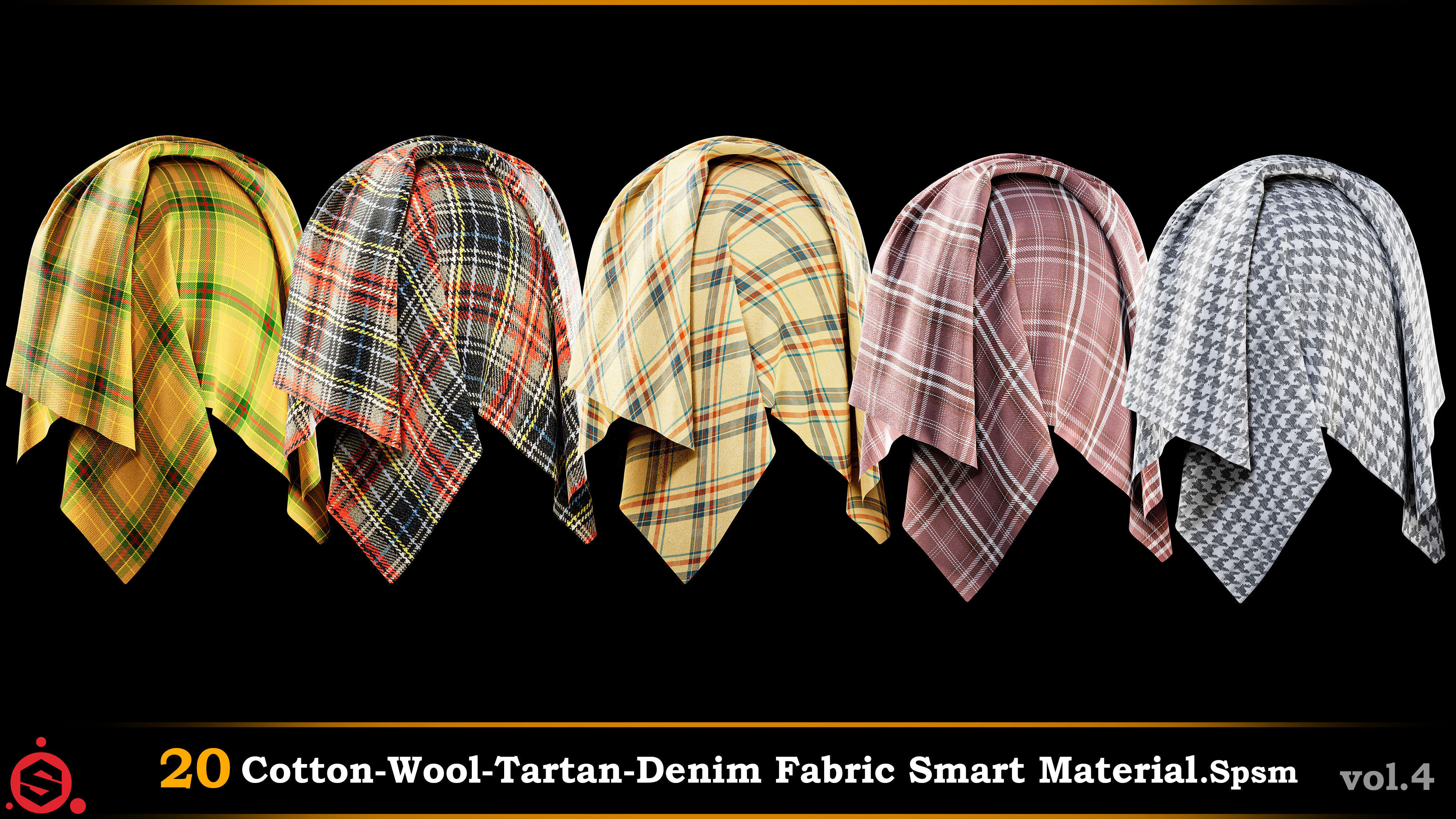 20 Cotton-Wool-Tartan-Denim Fabric Smart Material -Vol 4 Texture_4