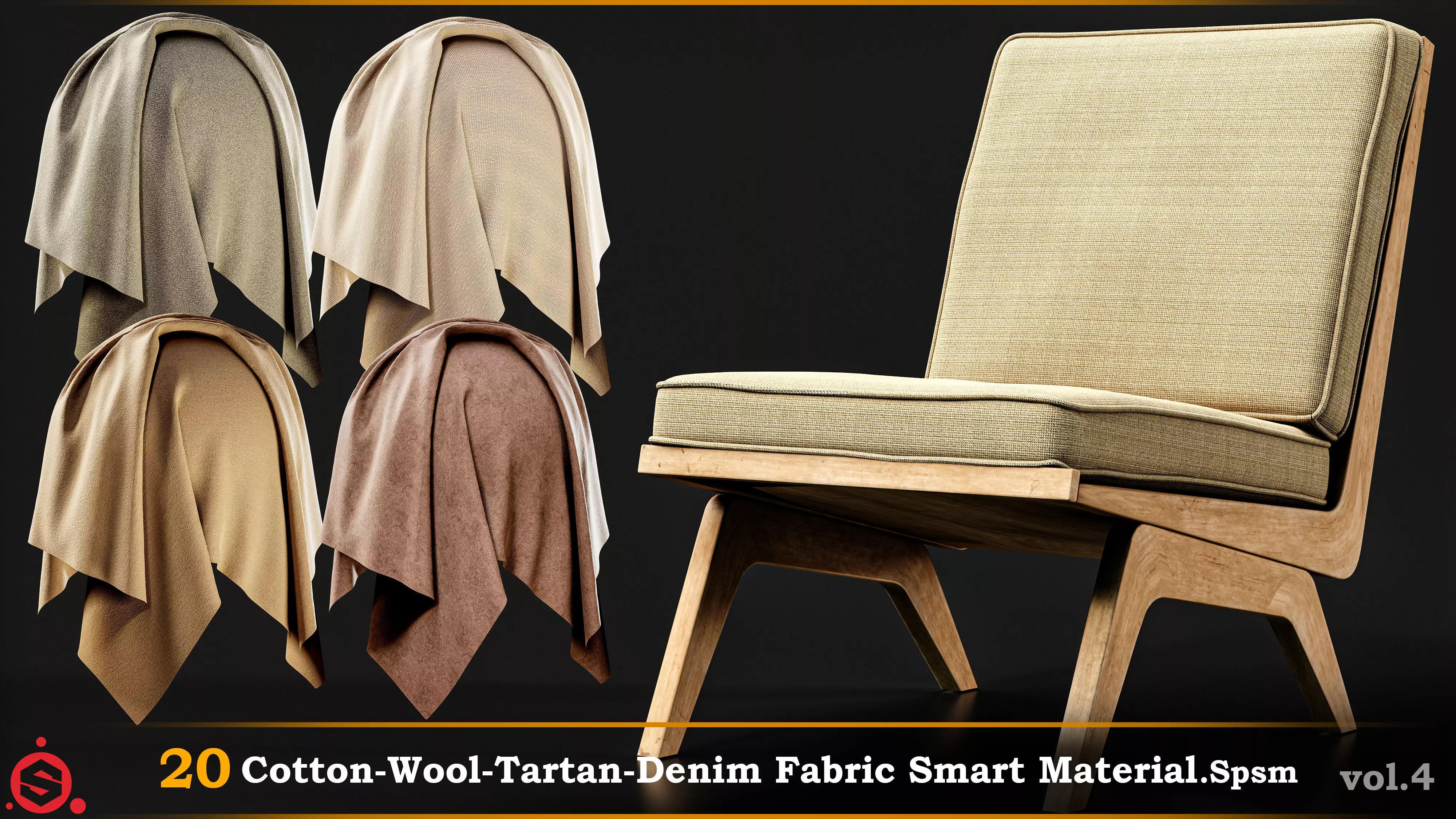 20 Cotton-Wool-Tartan-Denim Fabric Smart Material -Vol 4 Texture_0