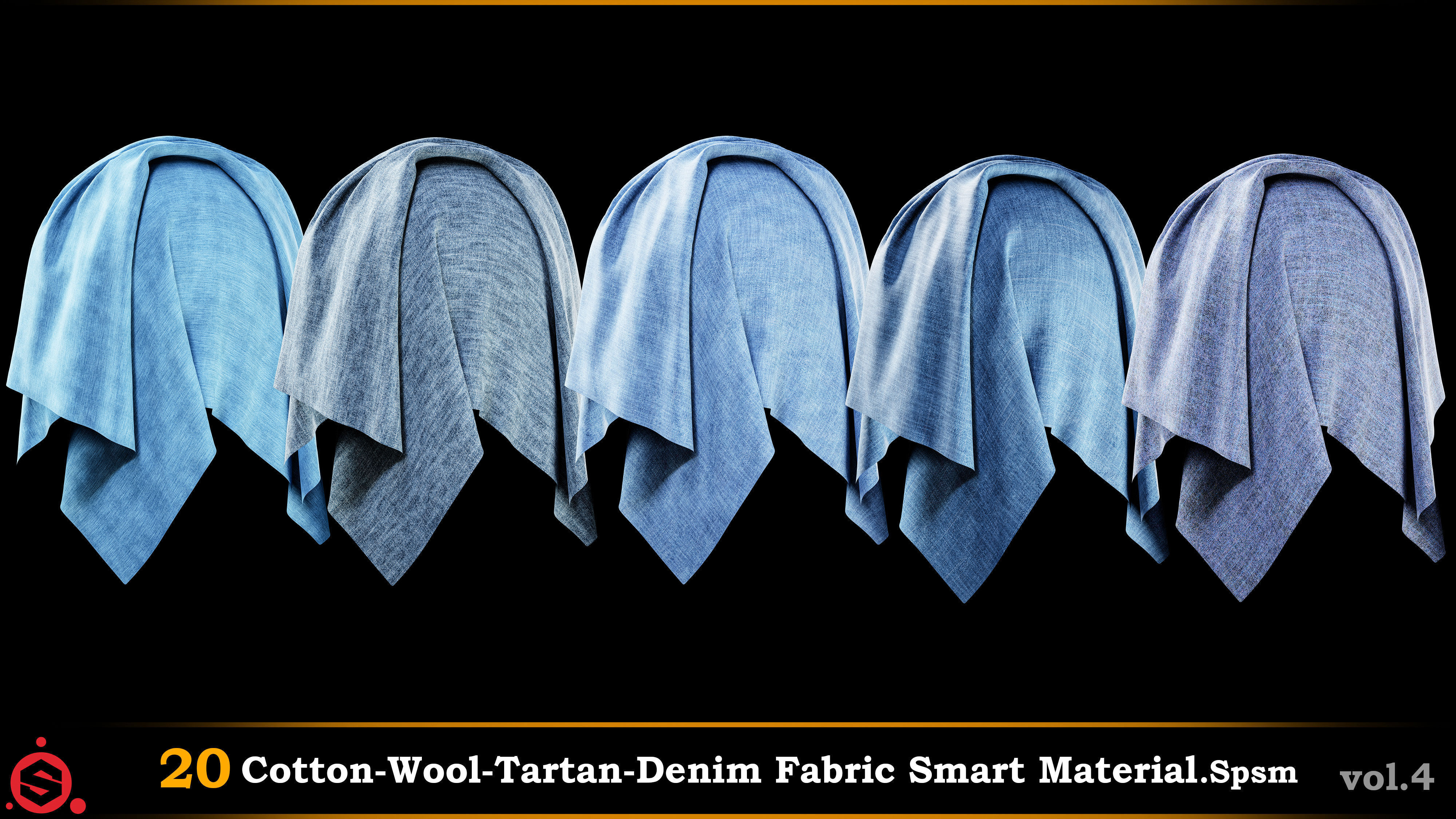 20 Cotton-Wool-Tartan-Denim Fabric Smart Material -Vol 4 Texture_3