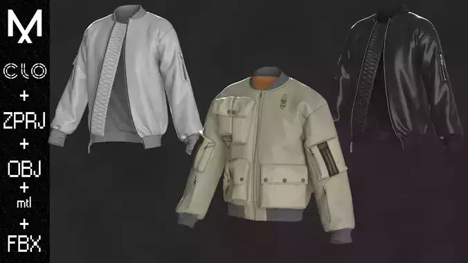 Leather Jackets Male Marvelous designer Clo3d OBJ mtl FBX ZPRJ