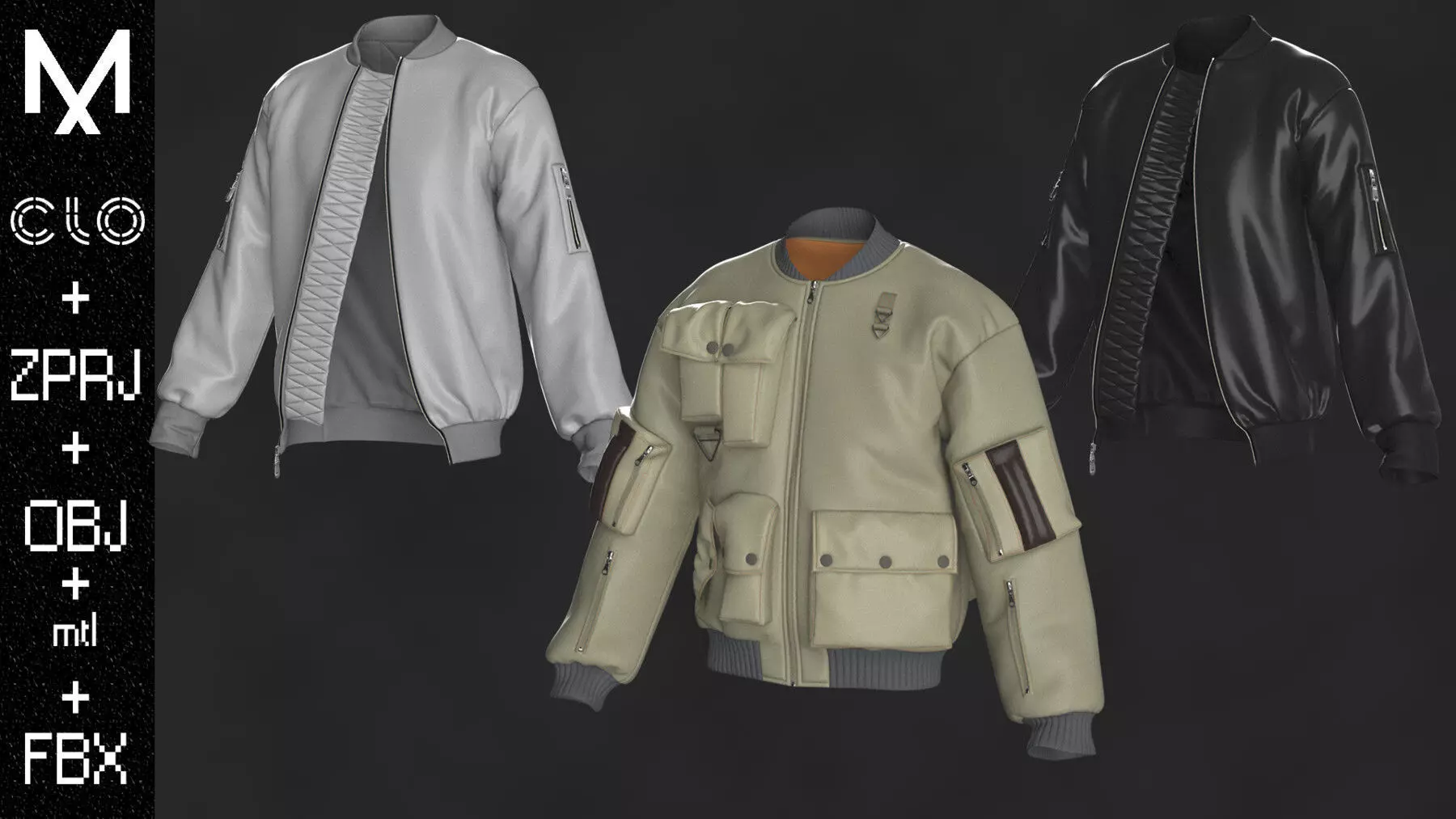 Leather Jackets Male Marvelous designer Clo3d OBJ mtl FBX ZPRJ 3D model_0