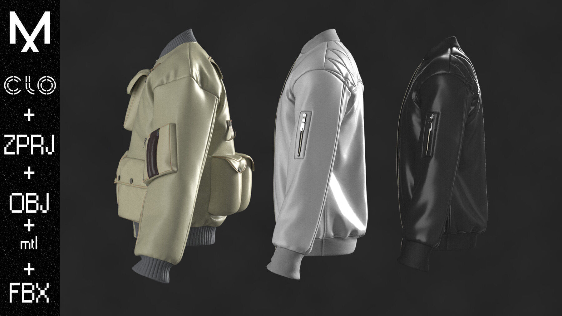 Leather Jackets Male Marvelous designer Clo3d OBJ mtl FBX ZPRJ 3D model_2